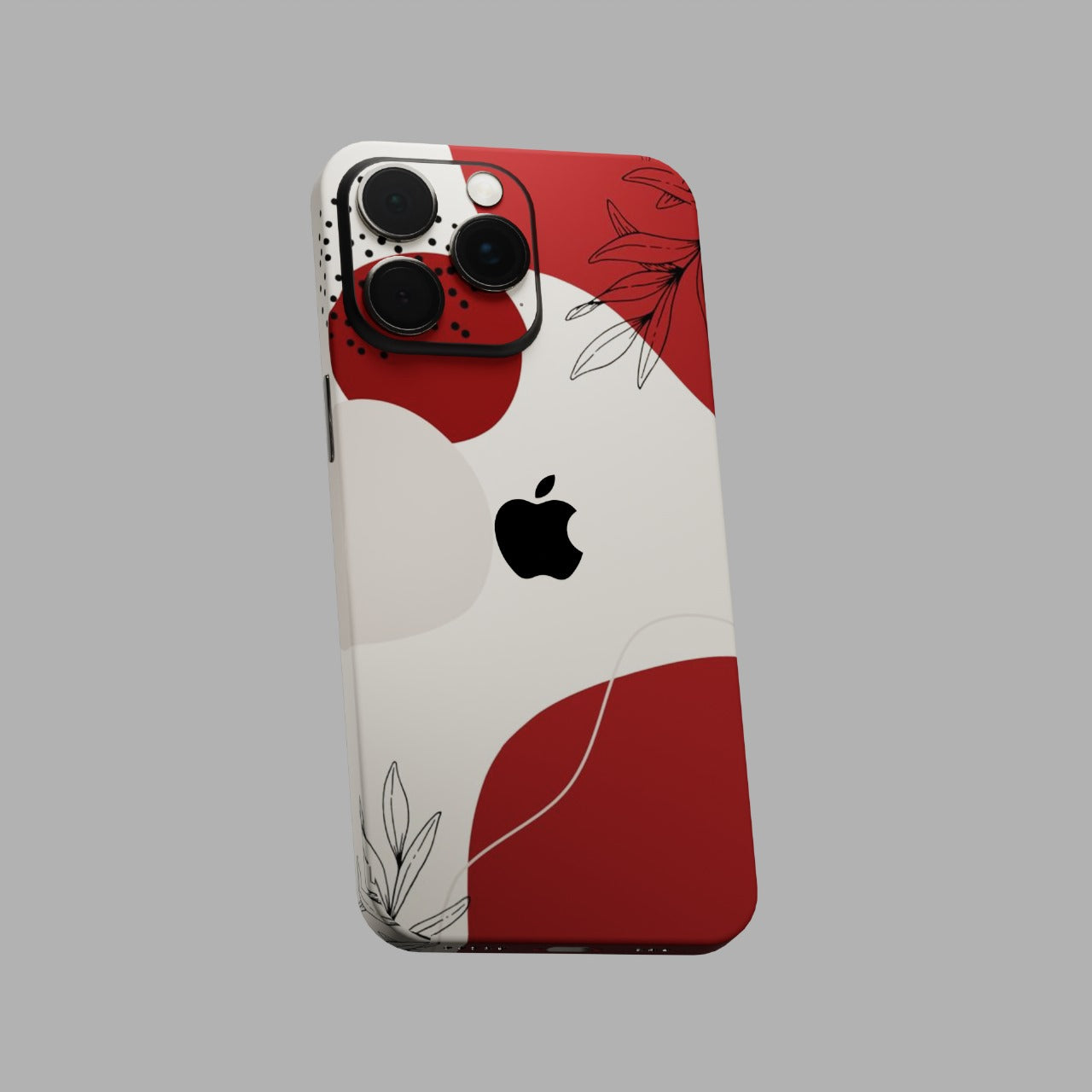 Flower silhouette Red Mobile Skins & Wraps